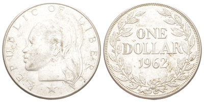 Либерия 1 доллар 1962 KM 18 серебро 441-844
