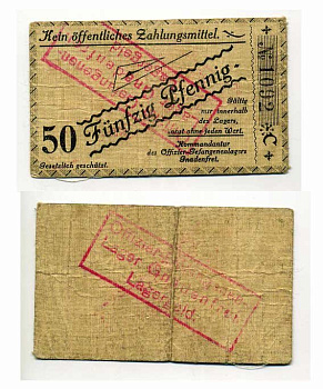 Германия 50 пфеннигов ND Гнаденфрей, лагерь военнопленных офицеров Tieste 284.01 бумага 00-00