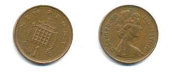 Великобритания 1 пенни 1980 Елизавета II (1952-2022) KM 915, Spink 4237 (B1) бронза 177-1119