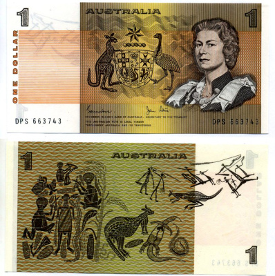 Австралия 1 доллар 1974-1983 Johnston & Stone Pick 42d бумага UNC (пресс) 7191-58-2-2