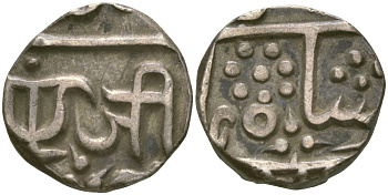 Индия, Гвалиор 1/2 рупии 1225 JAYAJI RAO (1259-1304) (1843-1886) KM 25 серебро 00-00