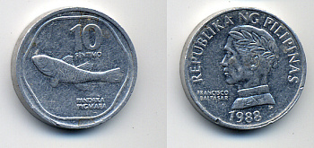 ФИЛИППИНЫ 10 СЕНТИМО 1988 KM 240.2 алюминий 57-333