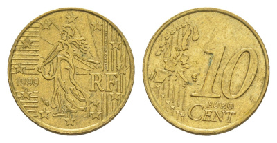 Франция 10 евроцентов 1999 KM 1285 нордик aUNC 4643-135