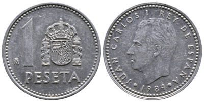 Испания 1 песета 1984 Хуан Карлос I (1975-2014) KM 821 алюминий 4110-1441