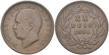 Португалия 20 реалов 1884 Луиш I (1861-1889) KM 527 бронза 4616-137
