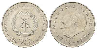 ГДР 20 марок 1972 А, Вильгельм Пик (1876-1960) KM 42 медно-никель 4634-811