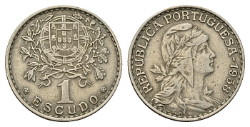 Португалия 1 эскудо 1958 KM 578 никель латунь 4121-242