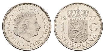 Нидерланды 1 гульден 1977 Юлиана (1948-1980) KM 184a никель 190-226