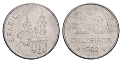 Бразилия 20 крузейро 1982 KM 593.1 нержавеющая сталь 4657-114