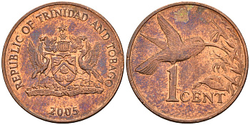 Тринидад и Тобаго 1 цент 2005 колибри KM 29 бронза 4580-163