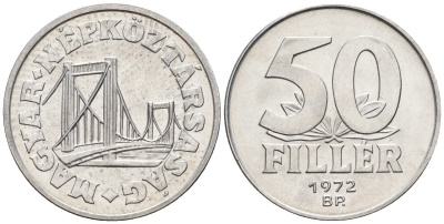 Венгрия 50 филлеров 1972 BP мост Елизаветы в Будапеште KM 574 алюминий 4152-338