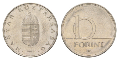 Венгрия 10 форинтов 1995 KM 695 латунь плакированная медно-никелем 4519-1051