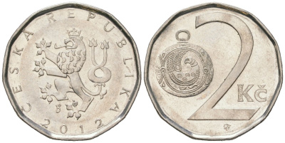 Чехия 2 кроны 2012 b’ KM 9 сталь плакированная никелем aUNC 4516-959