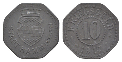 Хамм 10 пфеннигов 1917 Funck 191.4, Men05 10724.10, Men18 13448.10 цинк 4636-735
