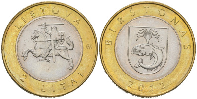Литва 2 лита 2012 Курорты Литвы - Бирштонас KM 183.1 биметалл 4573-632