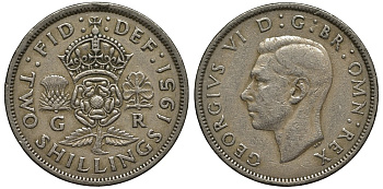 Великобритания 2 шиллинга (флорин) 1951 Георг VI (1936-1952) KM 878, Spink 4107 медно-никель 3855-936