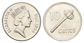 Фиджи 10 центов 1994 KM 52a сталь плакированная никелем UNC 4666-533