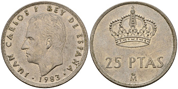 Испания 25 песет 1983 Хуан Карлос I (1975-2014) KM 824 медно-никель 183-113