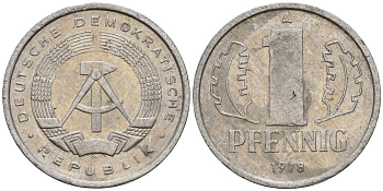 ГДР 1 пфенниг 1978 A KM 8.2 алюминий 187-132