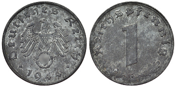 Германия 1 рейхспфенниг 1944 G KM 97, J. 369 цинк 4124-242