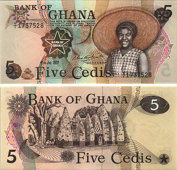 Гана 5 седи 1977 Мечеть Ларабанга Pick 15 b бумага UNC (пресс) 7116-15-2-2