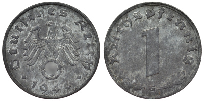 Германия 1 рейхспфенниг 1944 G KM 97, J. 369 цинк 4124-242