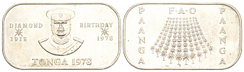 Тонга 1 паанга 1978 60 лет со дня рождения Тауфа’ахау Тупоу IV KM 58 медно-никель BU 1091-6-62