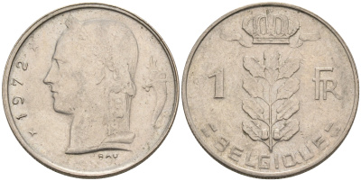 Бельгия 1 франк 1972 Belgique, Бодуэн I (1951-1993) KM 142.1 медно-никель 92-345