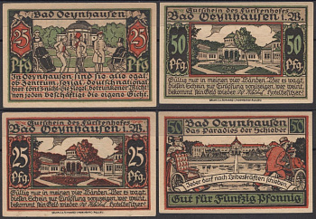 Бад-Эйнхаузен полный набор из 2 нотгельдов (25 и 50 пфеннигов) ND (1921) DeNG 2 1009.1 бумага UNC (пресс) 7556-40-3-2
