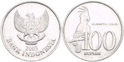 Индонезия 100 рупий 2003 черный пальмовый какаду KM 61 алюминий 4548-953