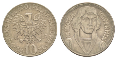 Польша 10 злотых 1969 Николай Коперник Y 51a медно-никель 4633-126