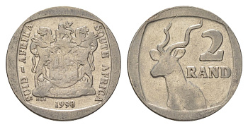 ЮАР 2 ранда 1990 KM 139 медь плакированная никелем 4626-1045
