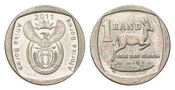 ЮАР 1 ранд 2011 KM 504 медь плакированная никелем UNC 4627-551