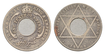 Британская Западная Африка 1/10 пенни 1908 Эдуард VII (1901-1910) KM 3 медно-никель 4643-721