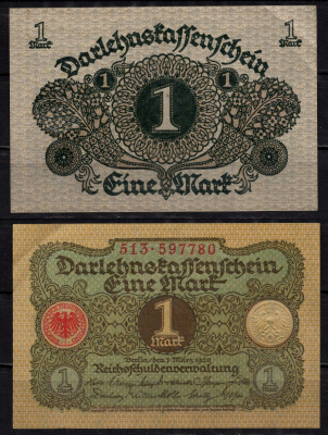 Германия 1 марка 1920 Pick 58 бумага 7198-28-3-2