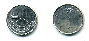 Бельгия 1 франк 1989 Belgique, Бодуэн I (1951-1993) KM 170 железо плакированное никелем 25-1436