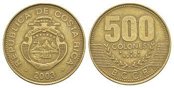 Коста-Рика 500 колонов 2003 KM 239.1 алюминиевая бронза 4645-733