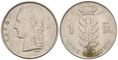 Бельгия 1 франк 1951 Belgie, Бодуэн I (1951-1993) KM 143.1 медно-никель 259-1043