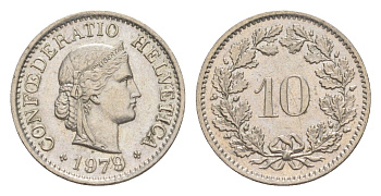 Швейцария 10 раппенов 1979 KM 27 медно-никель 4625-667
