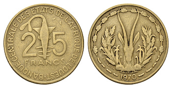 Западная Африка (ВСЕАО) 25 франков 1970 KM 5 медь алюминий никель 4114-153
