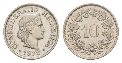 Швейцария 10 раппенов 1979 KM 27 медно-никель 4625-667