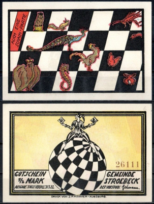 Штрёбек (Пруссия, Саксония) (1/2 марки 1921 Mehl Grabowski 1285.4a-6/6 бумага UNC (пресс) 7556-62-1-1