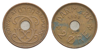 Дания 2 эре 1938 N, Кристиан X (1912-1947) KM 827 бронза 4639-762