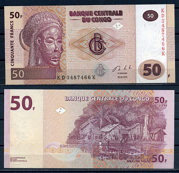 ДР Конго 50 франков 2013 G&D Currency Technology Pick 97 a бумага UNC (ПРЕСС) 8616-56-1-2
