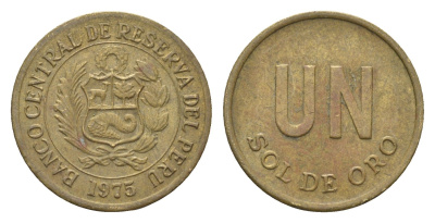 Перу 1 соль 1975 KM 266.1 латунь 4664-456