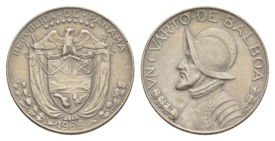 Панама 1/4 бальбоа (25 сентесимо) 1966 KM 11.2a медь плакированная медно-никелем 4642-637