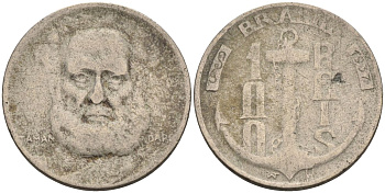 Бразилия 100 рейс 1937 Маркиз Тамандаре KM 536 медно-никель 4115-558