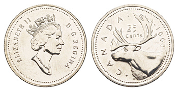 Канада 25 центов 1992 125 лет Конфедерации Канада KM 207 никель PROOF-LIKE (BU) 4638-541