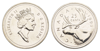 Канада 25 центов 1992 125 лет Конфедерации Канада KM 207 никель PROOF-LIKE (BU) 4638-541
