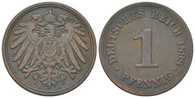 Германия 1 пфенниг 1898 А KM 10, J. 10 медь 4385-625